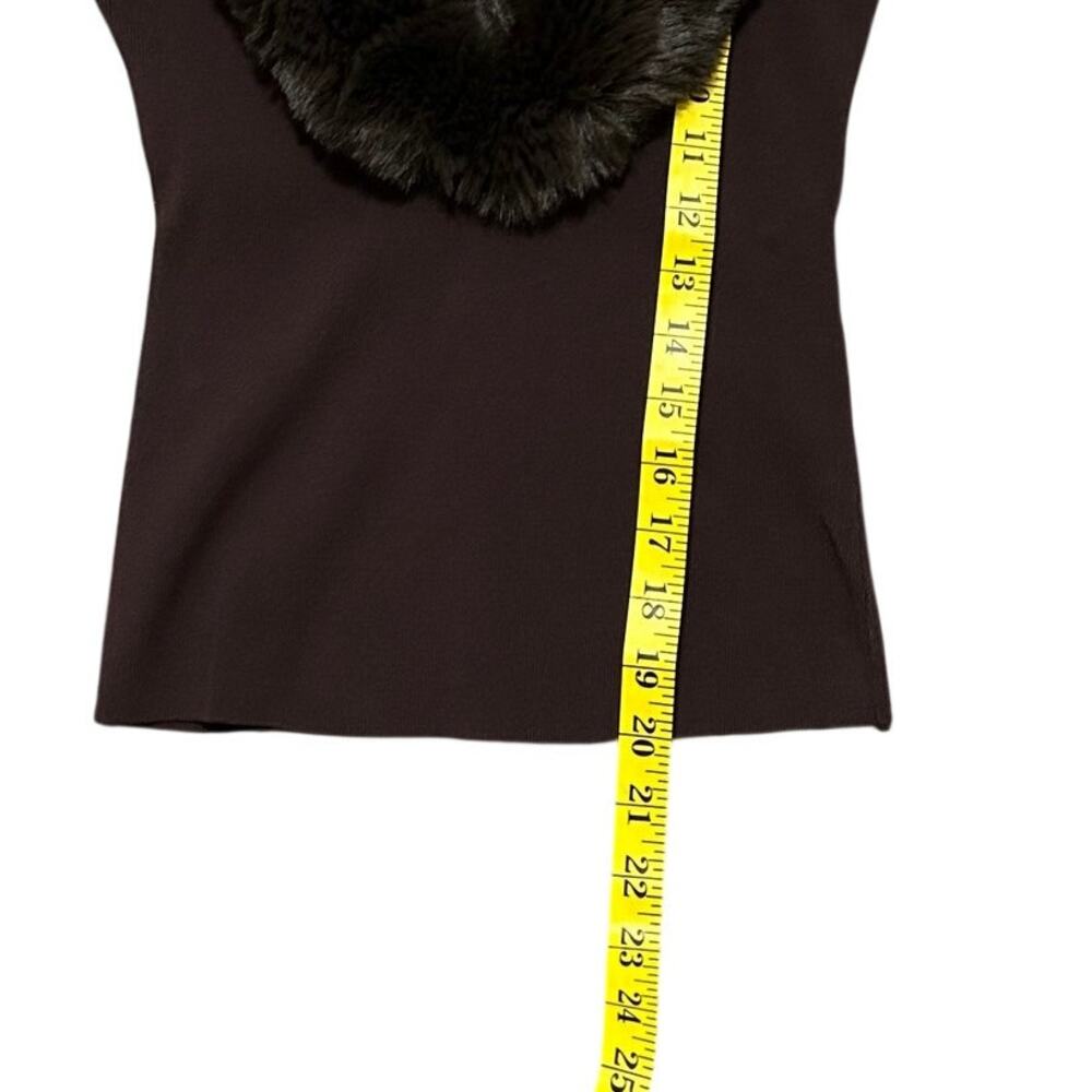 MESHKI Maeve Faux Fur Trim Women's Dark Brown Long Sleeve Size S New with Tags - Picture 13 of 13